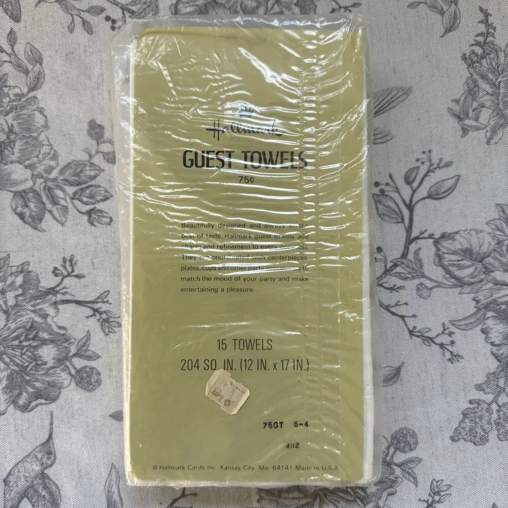 Vtg New Hallmark Guest Towel Napkins Set Mid Century MCM Retro Blue Floral 15 Ct